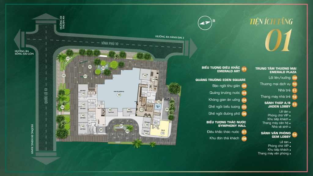 Căn hộ cao cấp The Emerald Boulevard Mặt Bằng Tiện Ích tầng 1