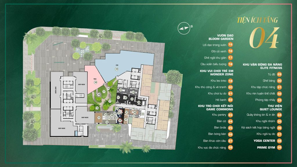 Căn hộ cao cấp The Emerald Boulevard mặt bằng tiện ích tầng 4