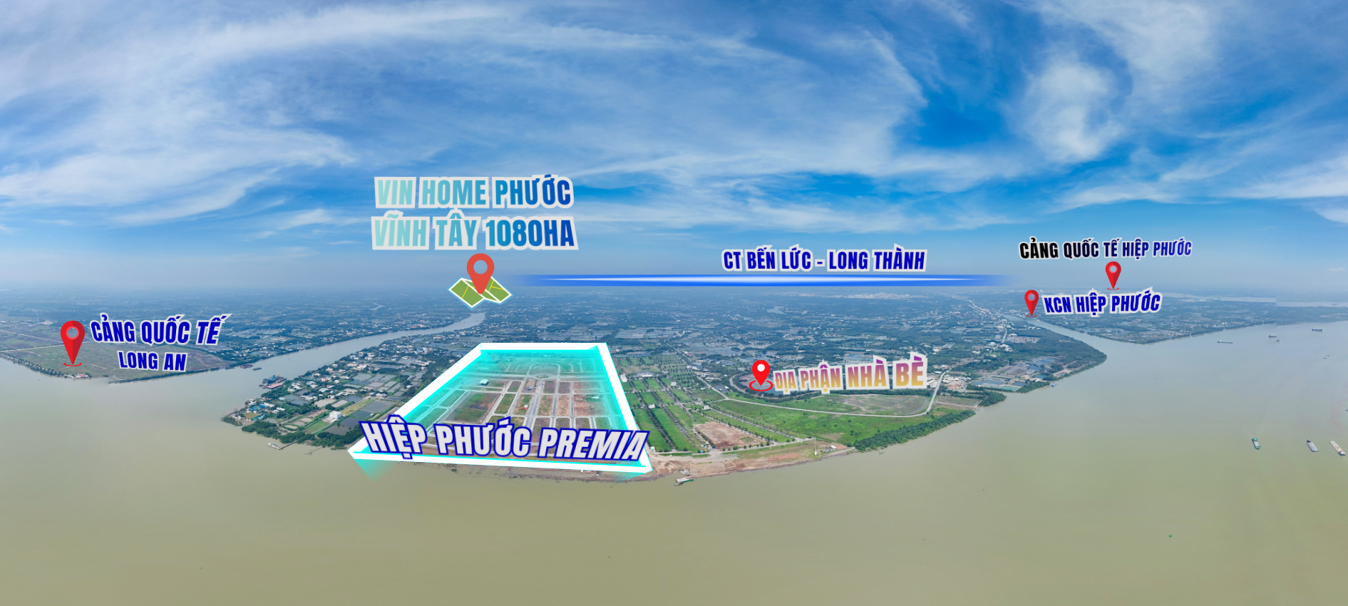 Cảng Quốc tế Hiệp Phước và KCN Long Hậu nhìn từ trên cao - Đầu tư đất nền Hiệp Phước Premia